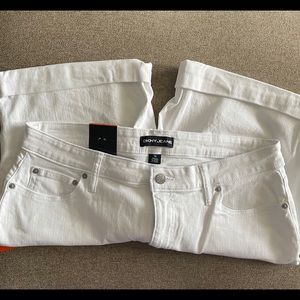 DKNY White Stretch Jean Shorts Size 16